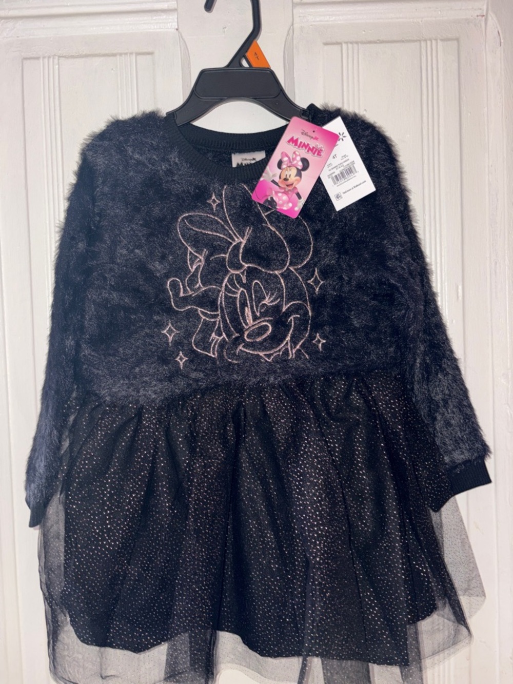 Disney Black Faux Fur Minnie Mouse Tulle Dress